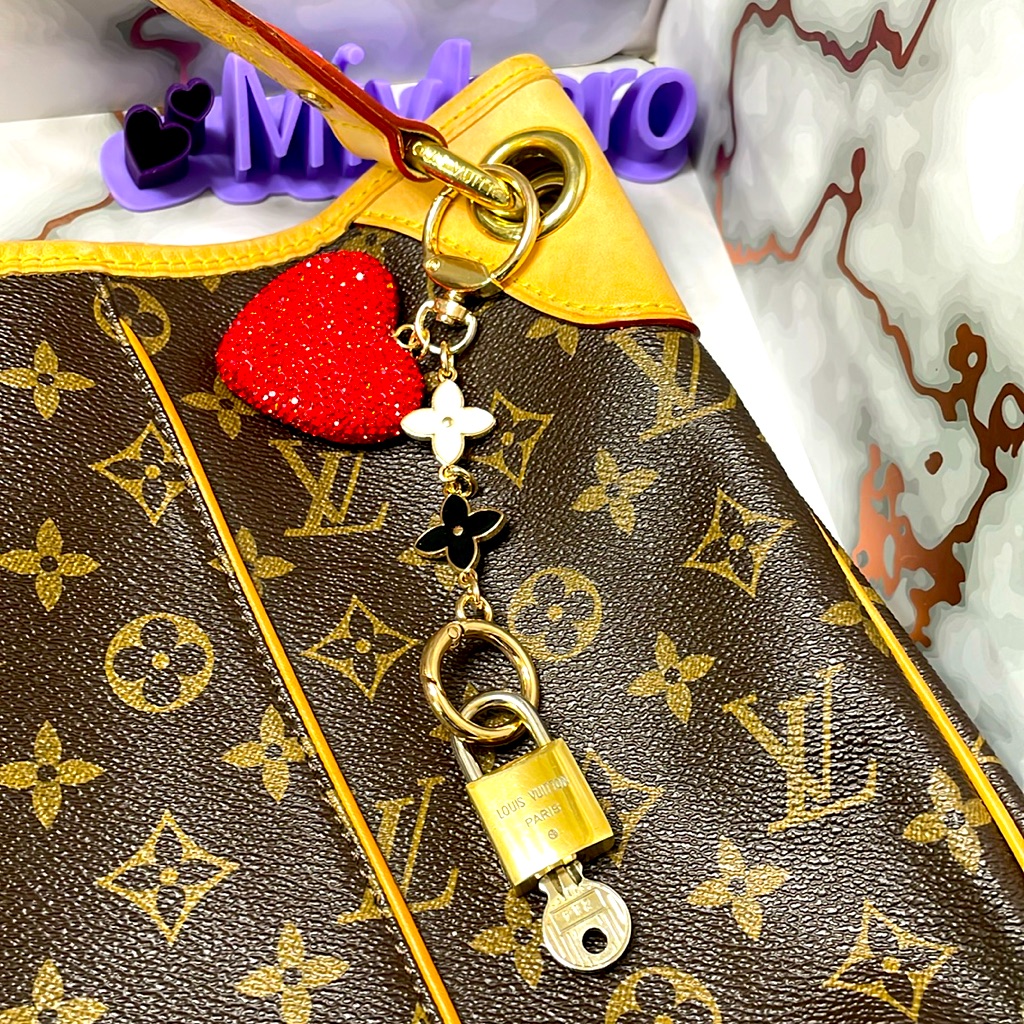 Lv #214 Louis Vuitton Lock And Key With Custom Non Branded Rhinestone Bagcharm